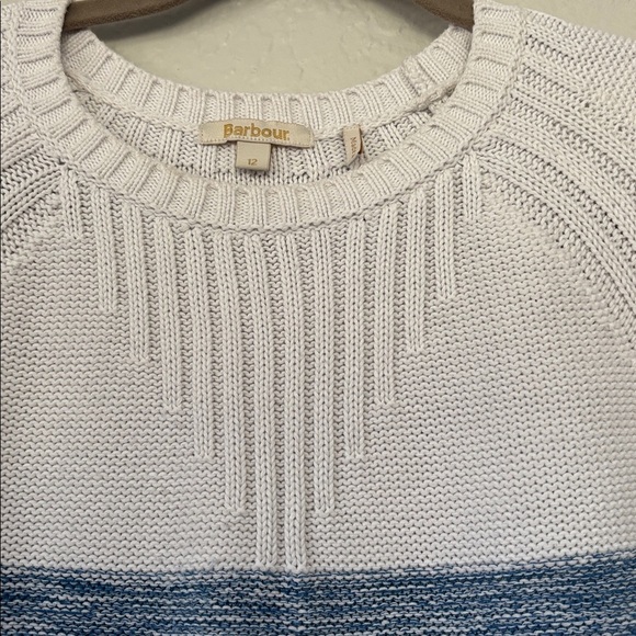 Barbour women’s 100% cotton knit White & Blue Striped pullover Sweater 12 - Picture 7 of 12